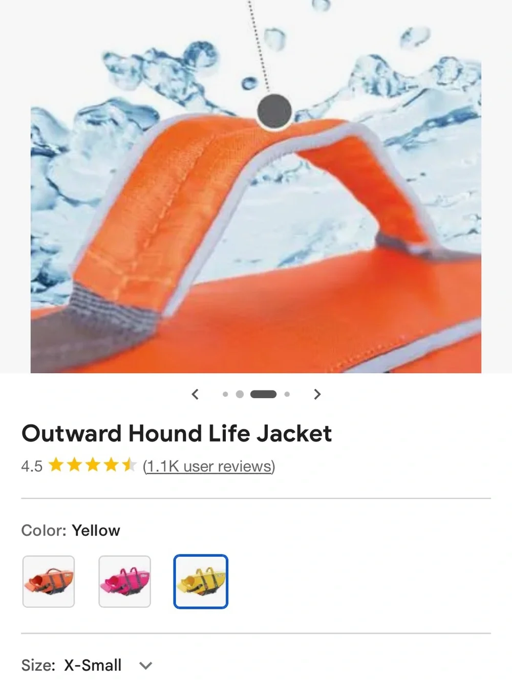 Outward Hound Orange Dog Life Jacket - Secure Fit with Handle NWT